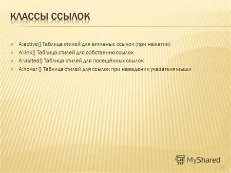 Использование стилей для ссылок