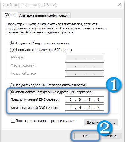 Шаг 3: Ввод DNS адреса